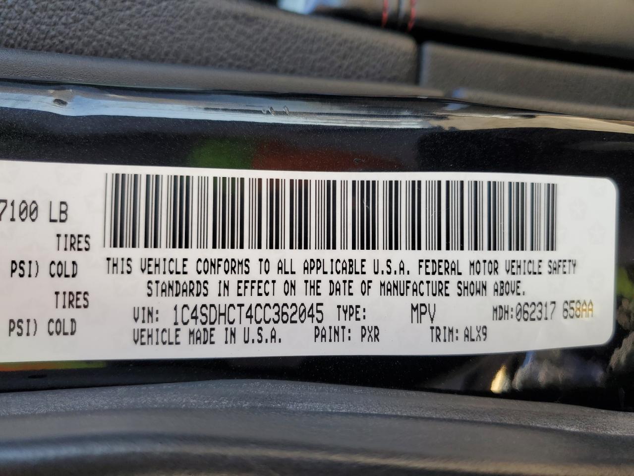 2012 Dodge Durango R/T VIN: 1C4SDHCT4CC362045 Lot: 79638554