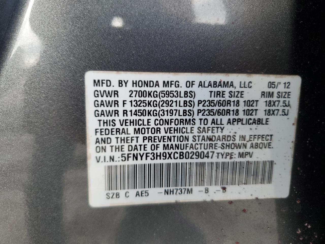 2012 Honda Pilot - Image 14