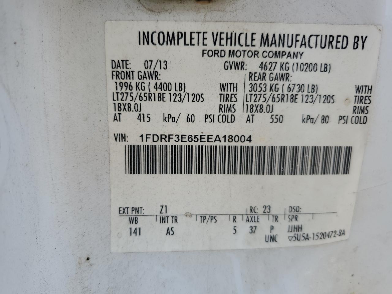 VIN 1FDRF3E65EEA18004 2014 FORD F350 no.12