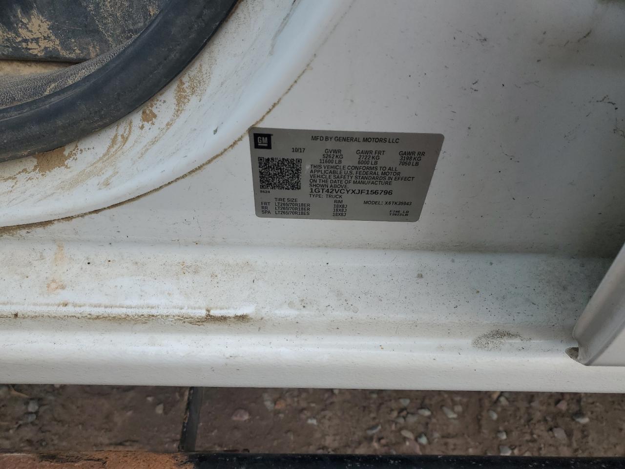 2018 GMC Sierra K3500 VIN: 1GT42VCYXJF156796 Lot: 83060734