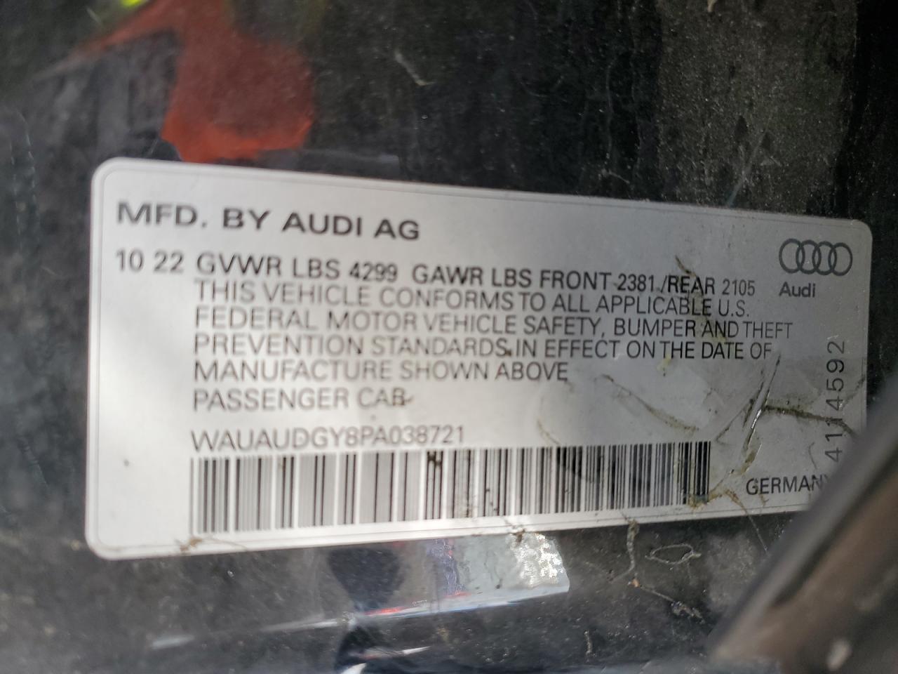 2023 Audi A3 Premium VIN: WAUAUDGY8PA038721 Lot: 81075024