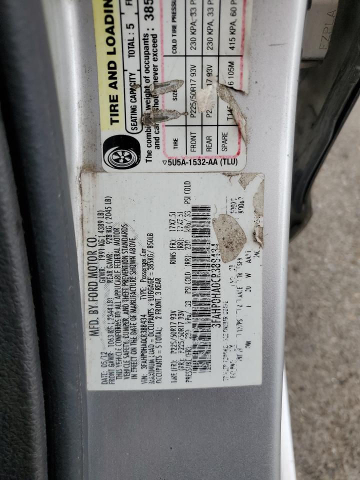 2012 Ford Fusion Se VIN: 3FAHP0HA0CR388434 Lot: 79500024