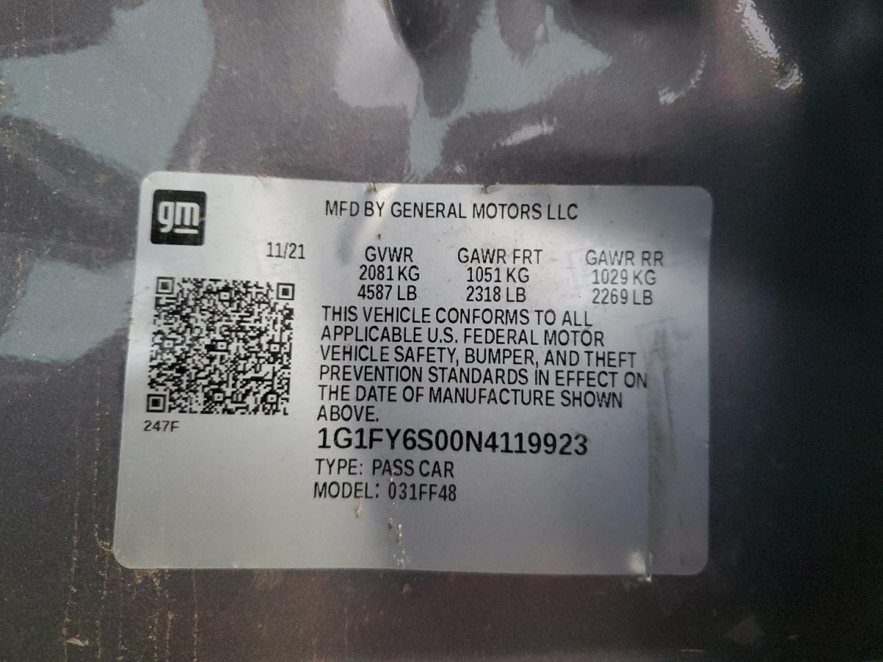 2022 Chevrolet Bolt Euv Lt VIN: 1G1FY6S00N4119923 Lot: 80142104