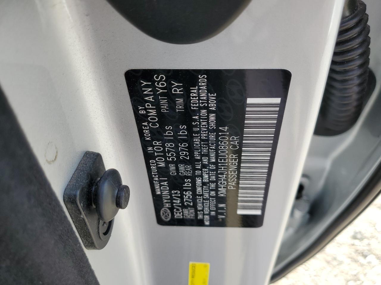 2014 Hyundai Equus Signature VIN: KMHGH4JH1EU086014 Lot: 81334014