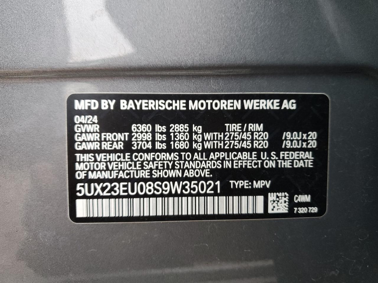 2025 BMW X5 xDrive40I VIN: 5UX23EU08S9W35021 Lot: 80453564