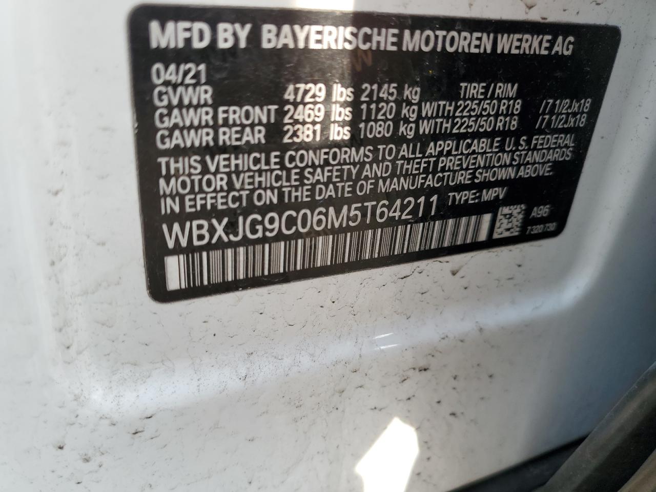 2021 BMW X1 xDrive28I VIN: WBXJG9C06M5T64211 Lot: 81137914