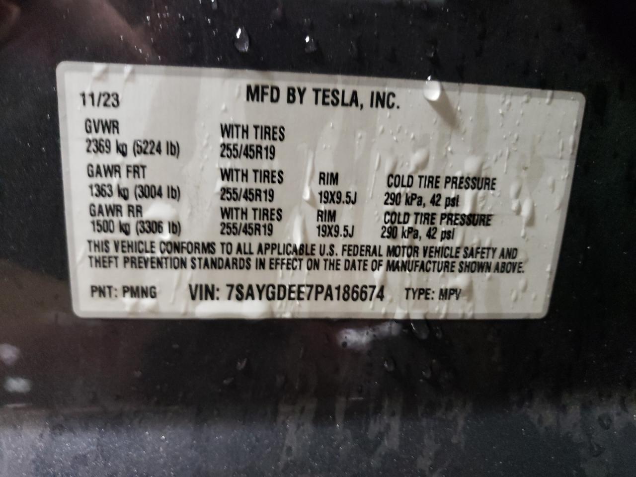 VIN 7SAYGDEE7PA186674 2023 TESLA MODEL Y no.13