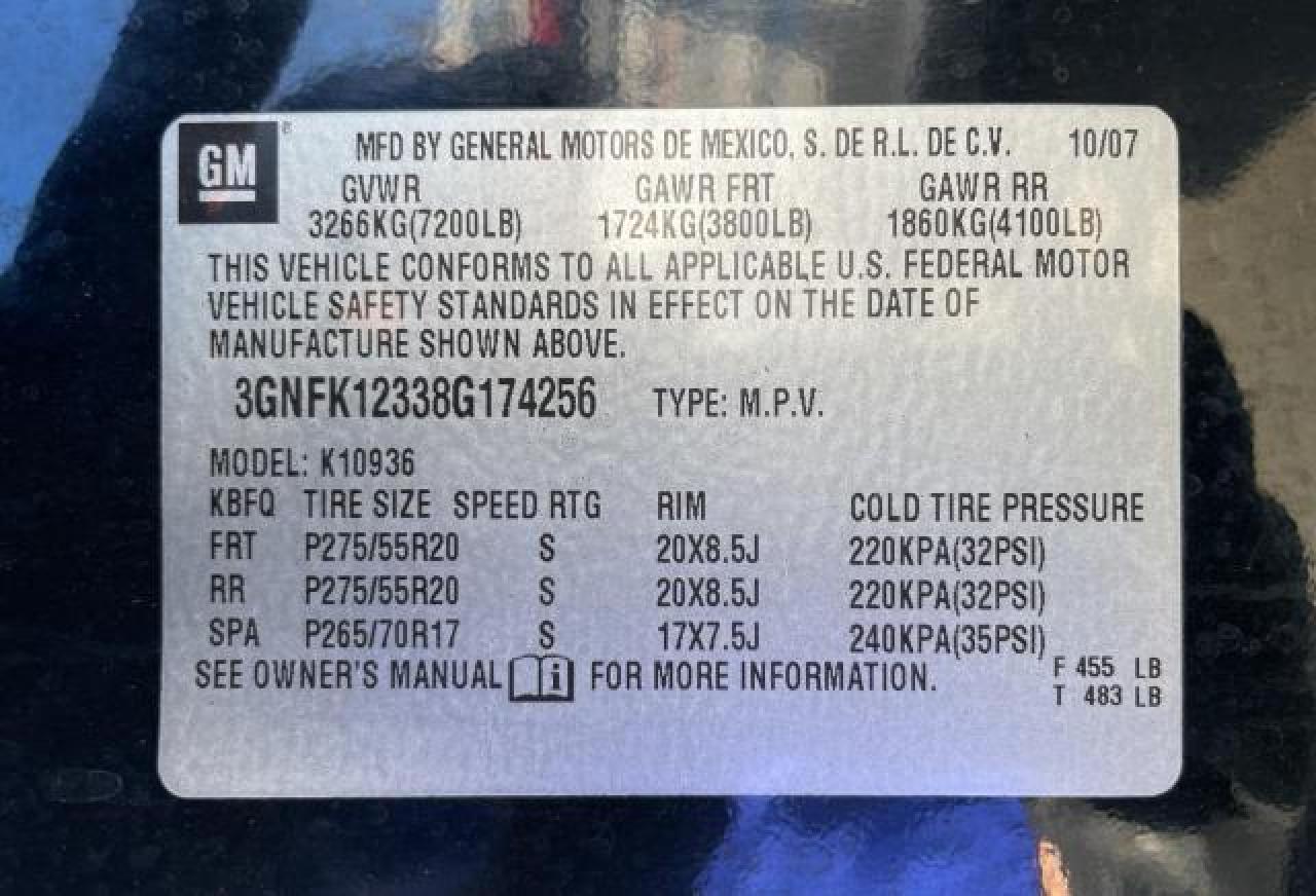 2008 Chevrolet Avalanche K1500 VIN: 3GNFK12338G174256 Lot: 80765164