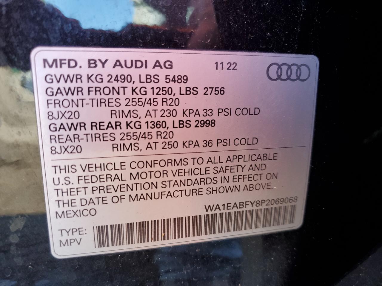 2023 Audi Q5 Premium Plus 45 VIN: WA1EABFY8P2069068 Lot: 80244404