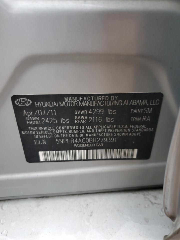 2011 Hyundai Sonata Gls VIN: 5NPEB4AC0BH279391 Lot: 78742554