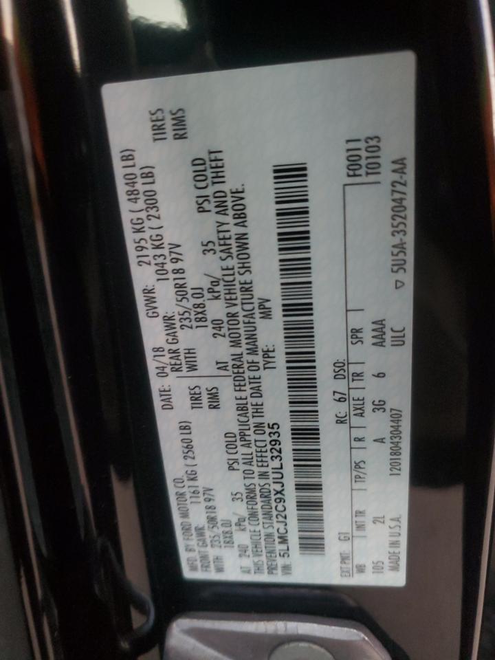 2018 Lincoln Mkc Select VIN: 5LMCJ2C9XJUL32935 Lot: 80658624