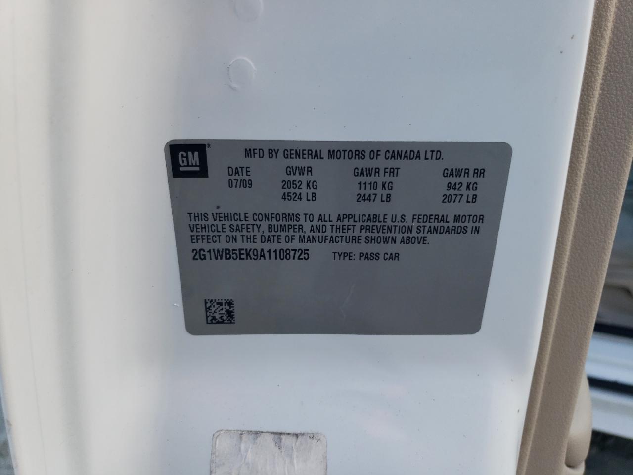 2010 Chevrolet Impala Lt VIN: 2G1WB5EK9A1108725 Lot: 82754814