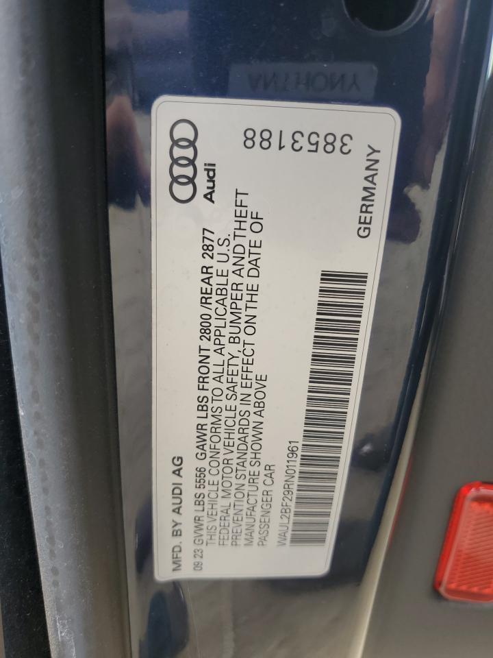 2024 Audi A6 Premium Plus VIN: WAUL2BF29RN011961 Lot: 82766314