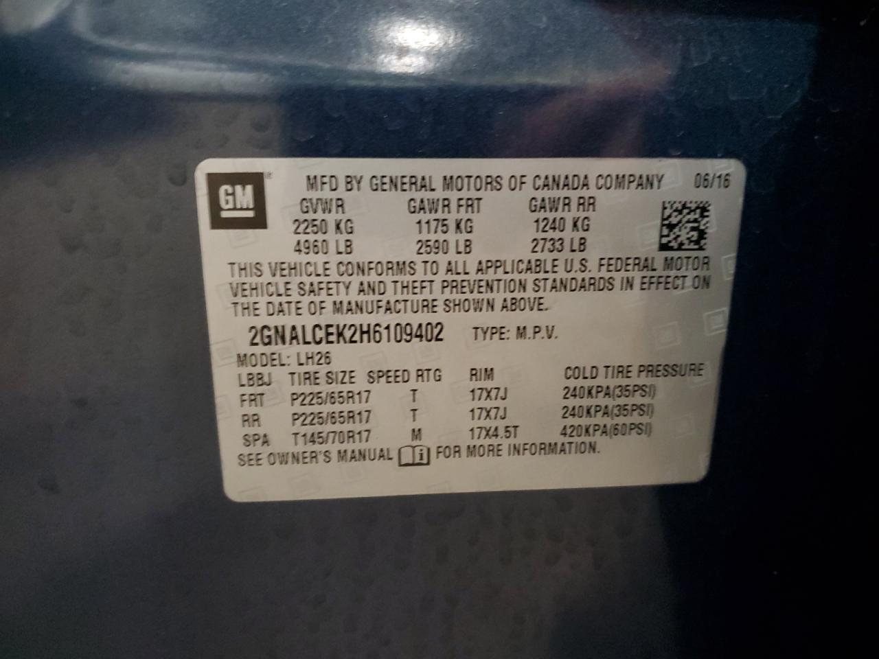 2GNALCEK2H6109402 2017 CHEVROLET EQUINOX - Image 13