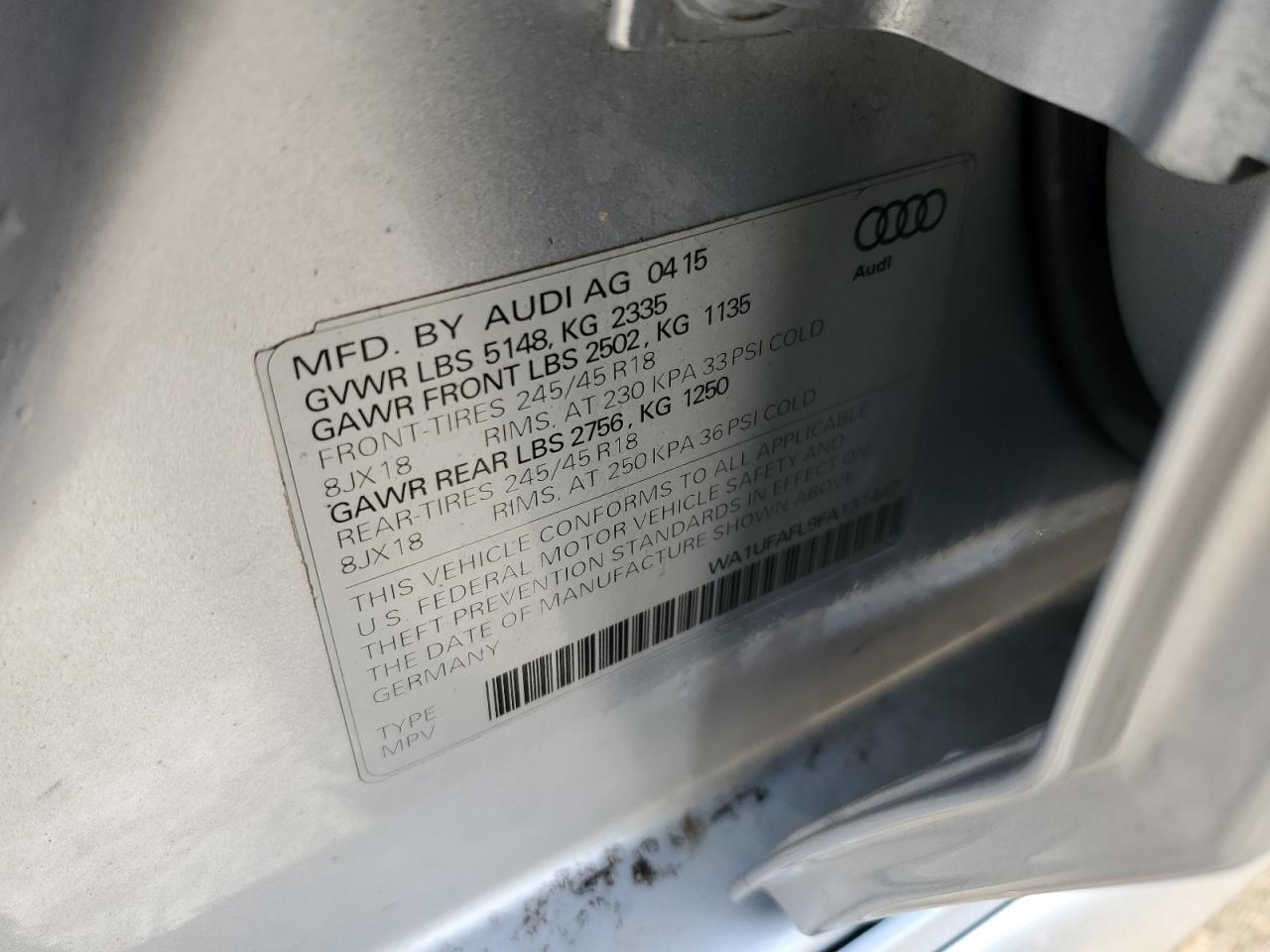 2012 Audi Q5 Prestige VIN: WA1WKAFP2CA102603 Lot: 80902014