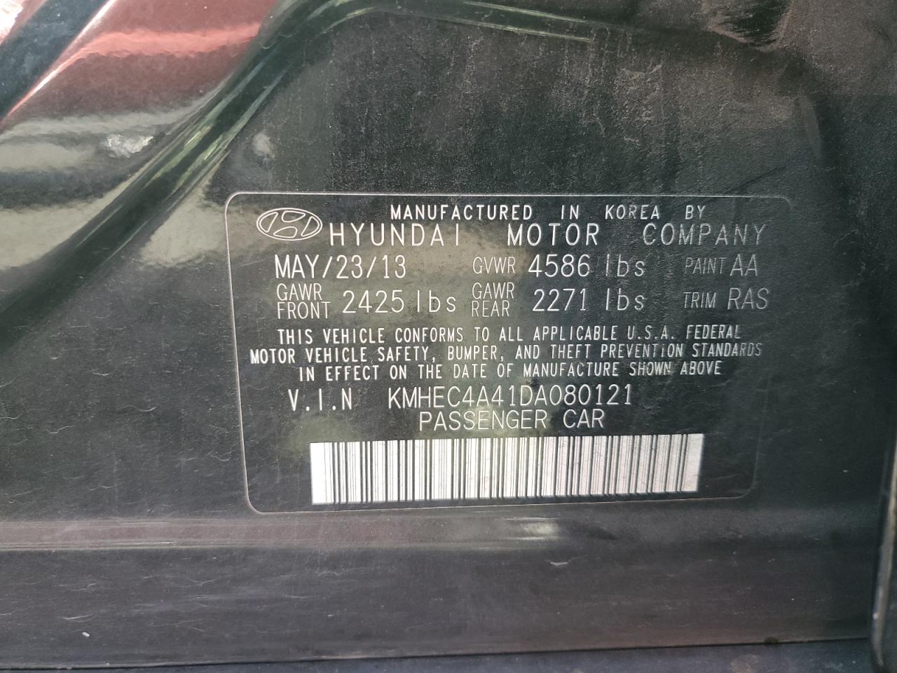 2013 Hyundai Sonata Hybrid VIN: KMHEC4A41DA080121 Lot: 79340894