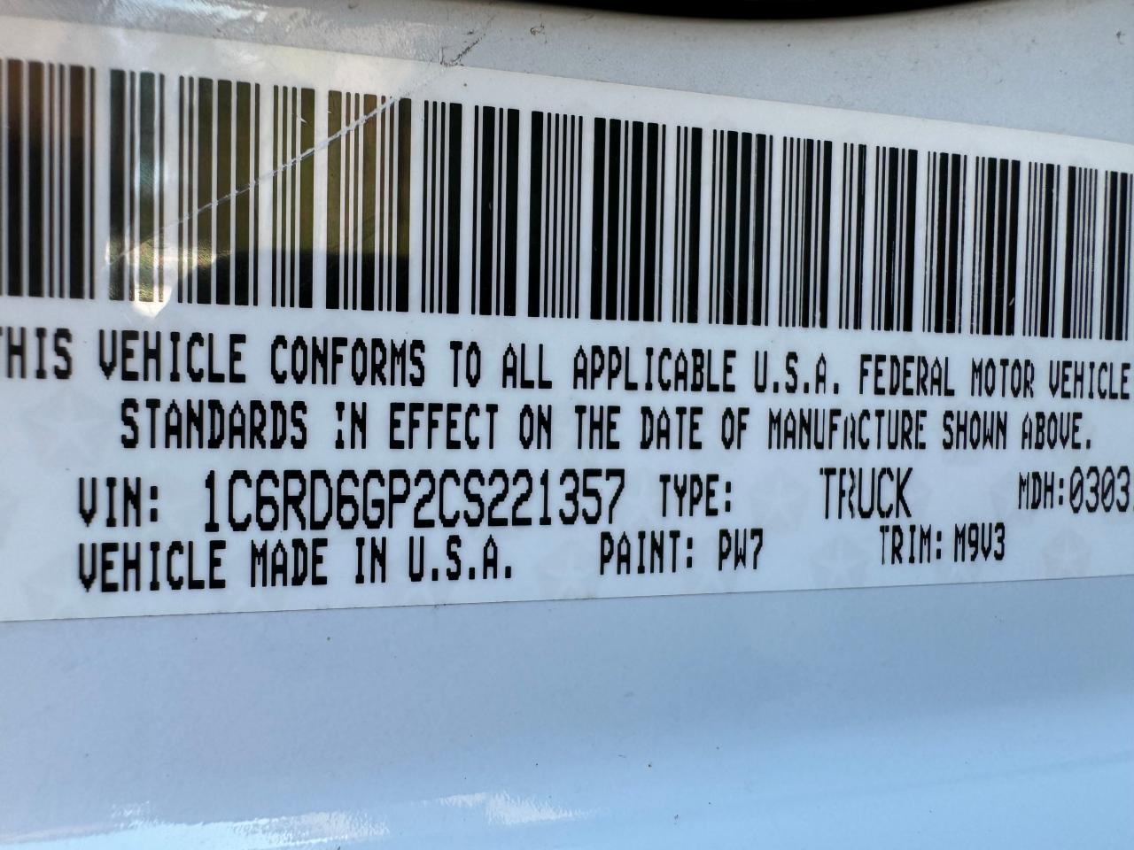 2012 Dodge Ram 1500 Slt VIN: 1C6RD6GP2CS221357 Lot: 81366604