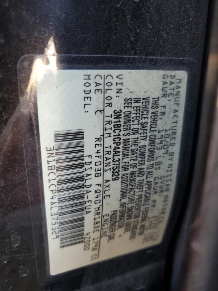 2010 Nissan Versa S VIN: 3N1BC1CP4AL375329 Lot: 80335634