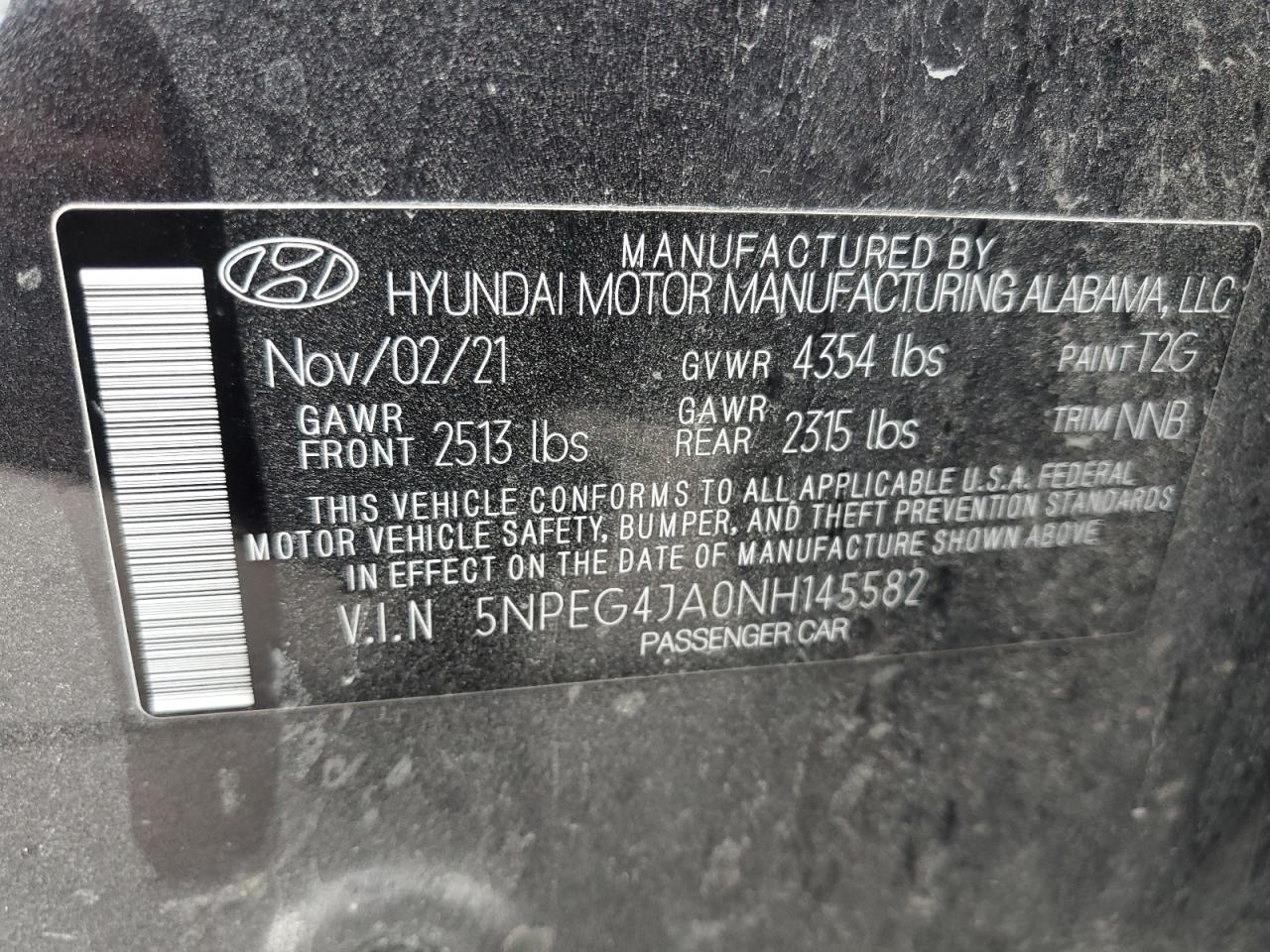 2022 Hyundai Sonata Se VIN: 5NPEG4JA0NH145582 Lot: 79308434