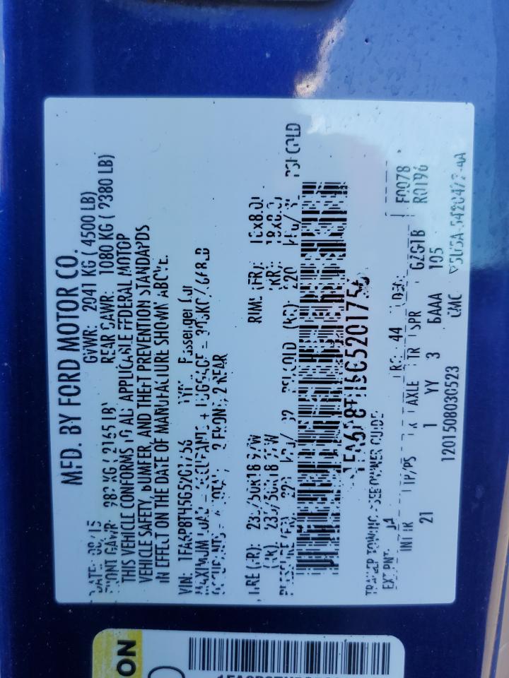 2016 Ford Mustang VIN: 1FA6P8TH5G5201756 Lot: 81839704