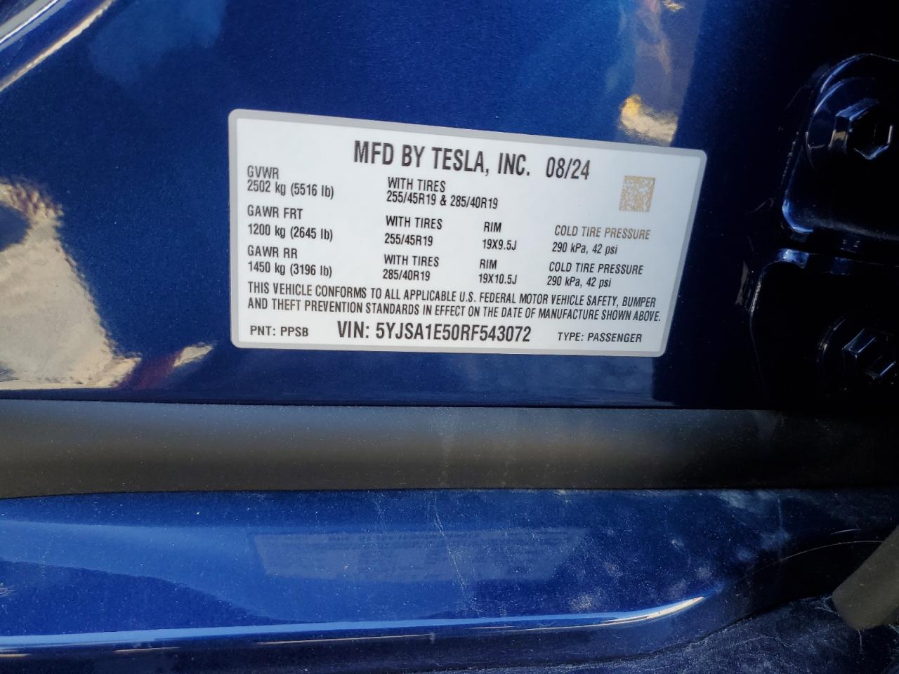 VIN 5YJSA1E50RF543072 2024 TESLA MODEL S no.13