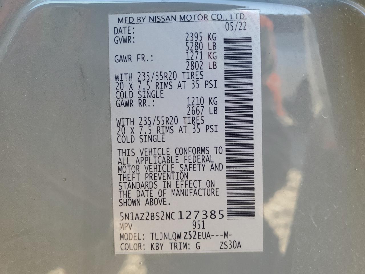 VIN 5N1AZ2BS2NC127385 2022 NISSAN MURANO no.13