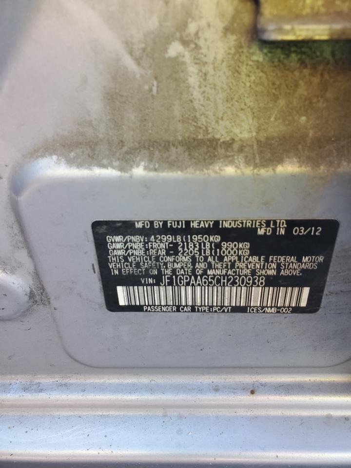 2012 Subaru Impreza VIN: JF1GPAA65CH230938 Lot: 90708385