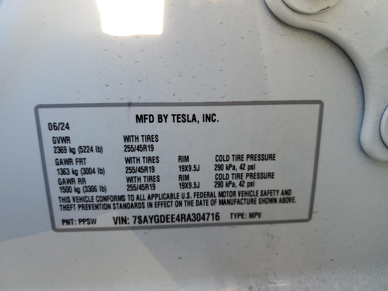 VIN 7SAYGDEE4RA304716 2024 TESLA MODEL Y no.13