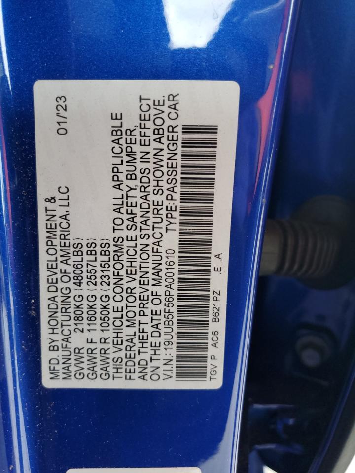 2023 Acura Tlx Tech A VIN: 19UUB5F56PA001610 Lot: 81027724