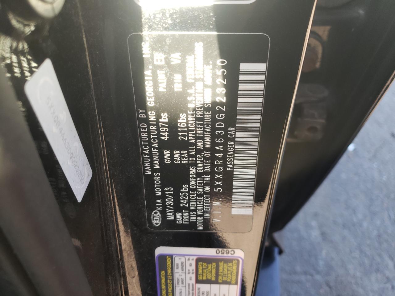 2013 Kia Optima Sx VIN: 5XXGR4A63DG223250 Lot: 79288234