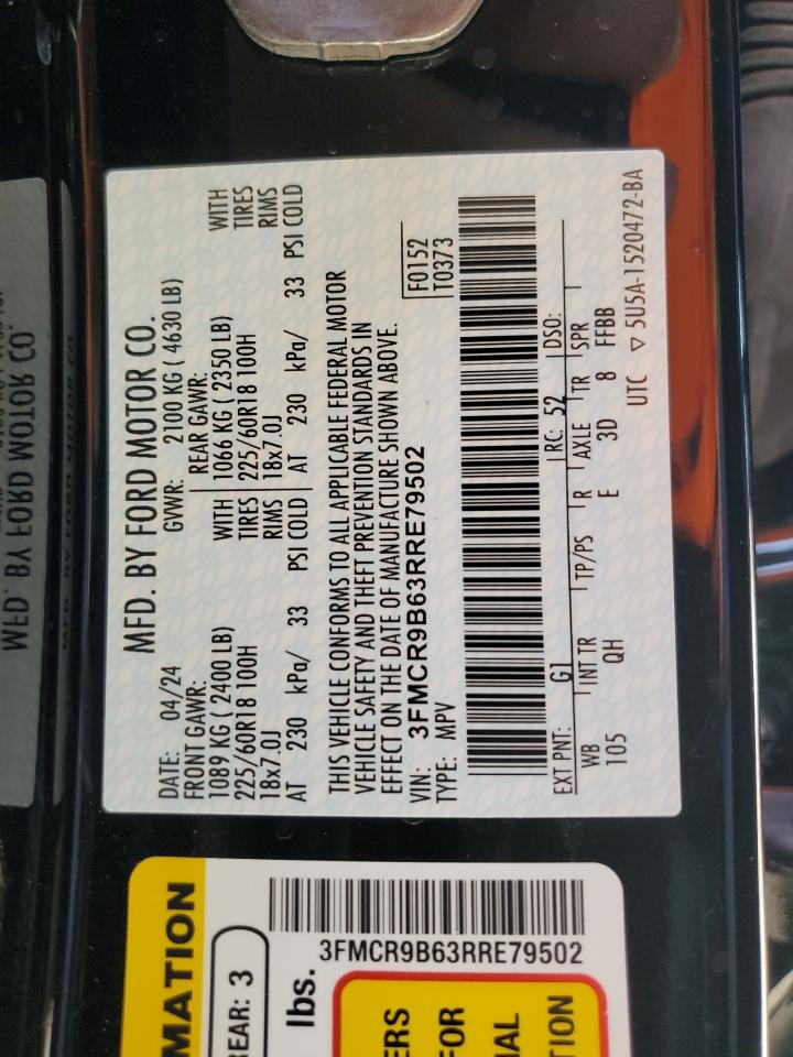 2024 Ford Bronco Sport Big Bend VIN: 3FMCR9B63RRE79502 Lot: 79742954