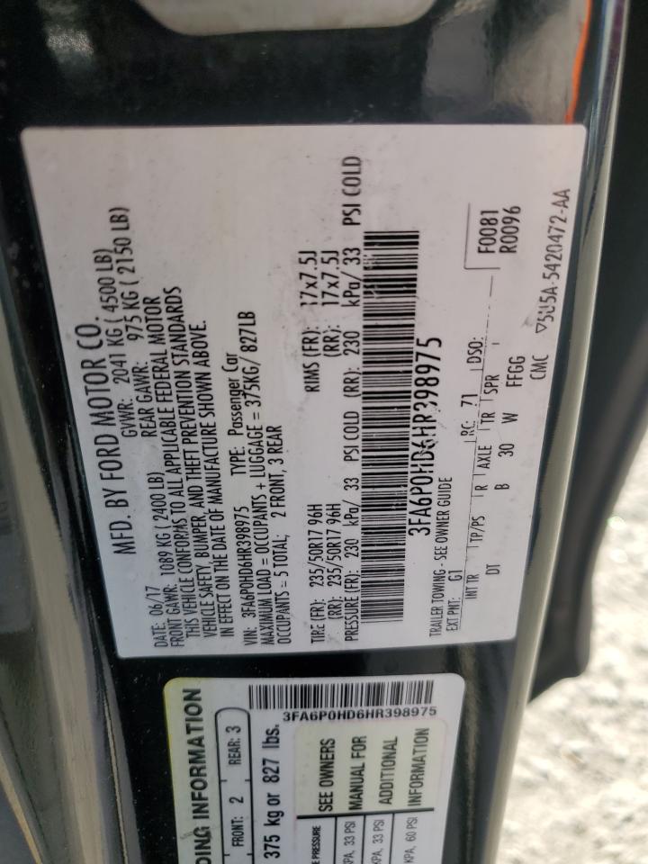 VIN 3FA6P0HD6HR398975 2017 FORD FUSION no.12