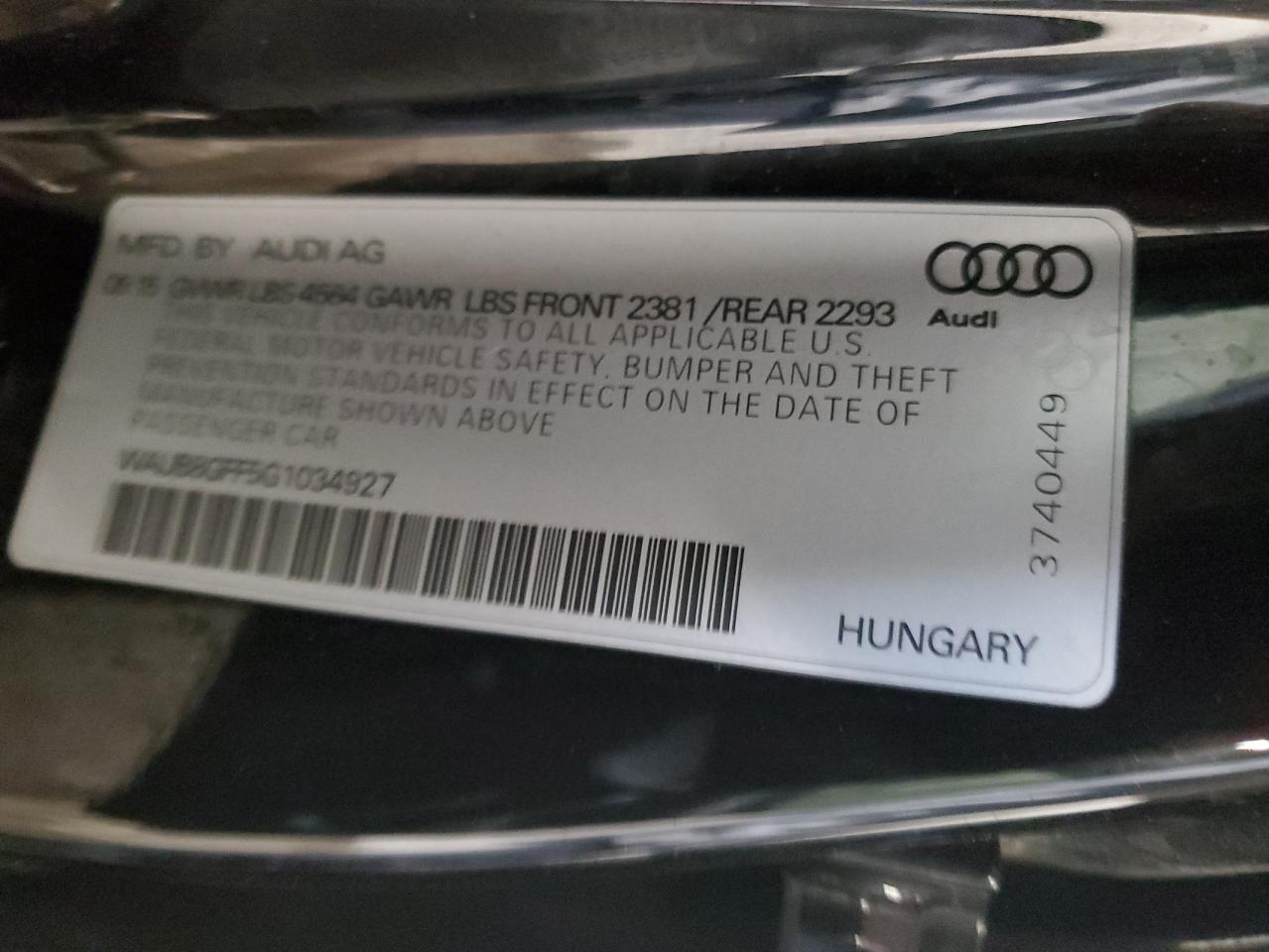 VIN WAUB8GFF5G1034927 2016 AUDI A3 no.12