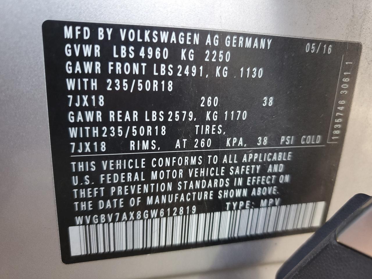 WVGBV7AX8GW612819 2016 VOLKSWAGEN TIGUAN - Image 13