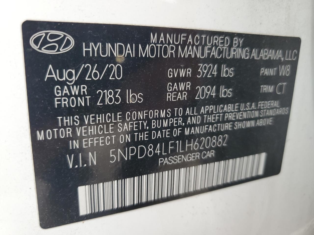 2020 Hyundai Elantra Sel VIN: 5NPD84LF1LH620882 Lot: 80115284