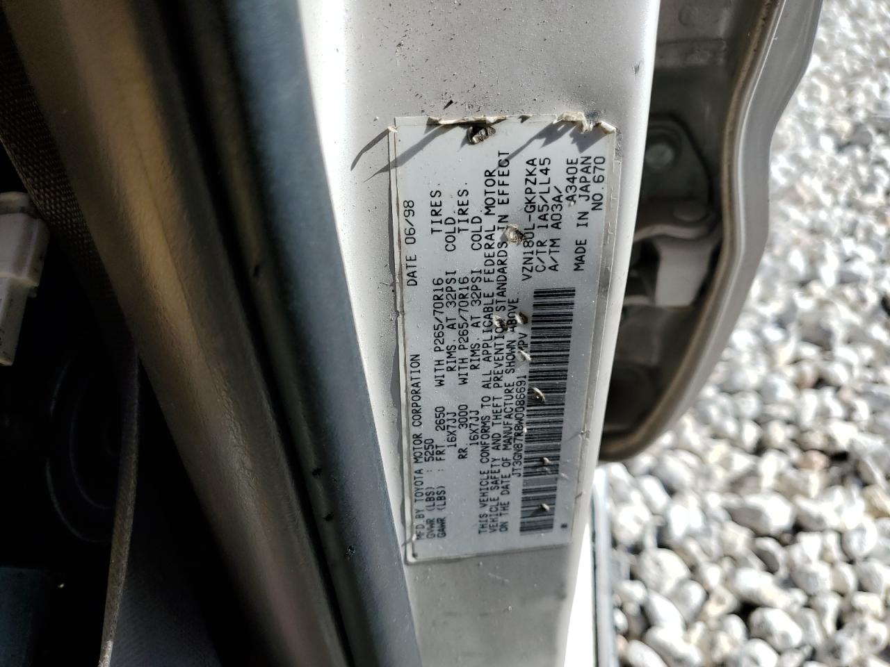 1998 Toyota 4Runner Limited VIN: JT3GN87R8W0086691 Lot: 67968135