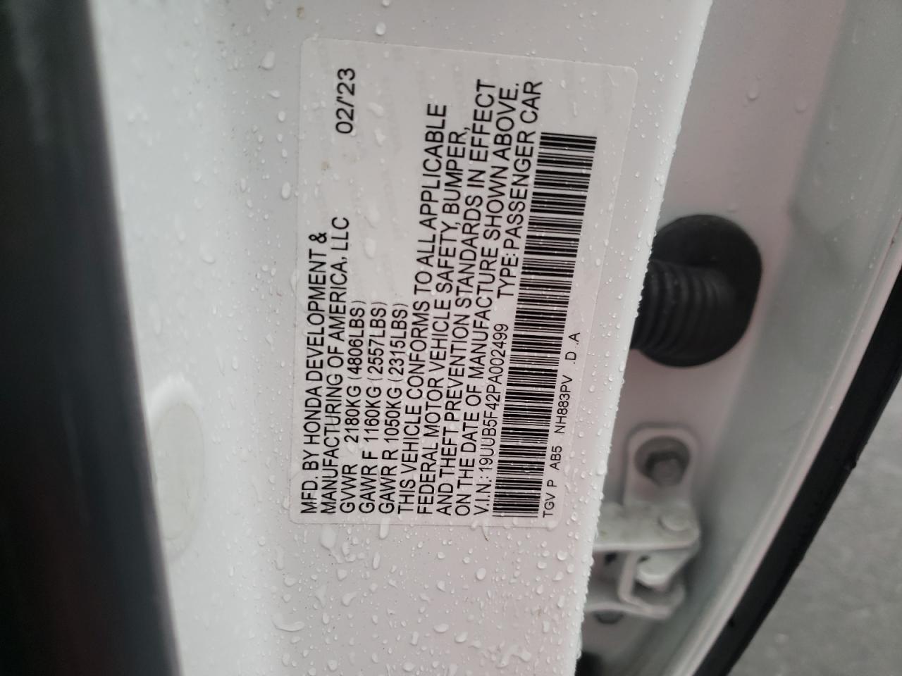 2023 Acura Tlx Technology VIN: 19UUB5F42PA002499 Lot: 81745434