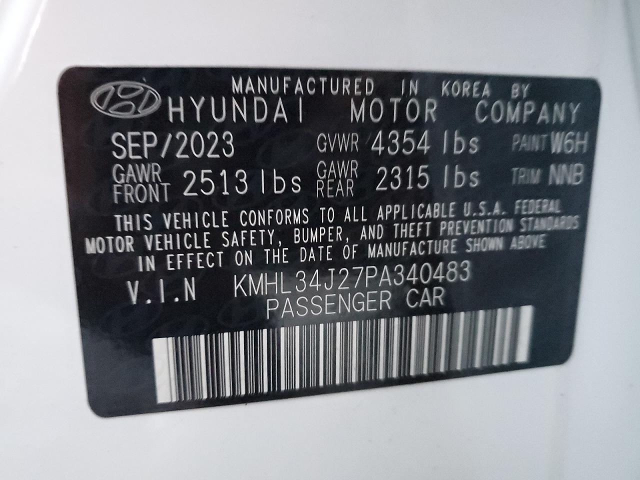 2023 Hyundai Sonata Limited VIN: KMHL34J27PA340483 Lot: 78842684