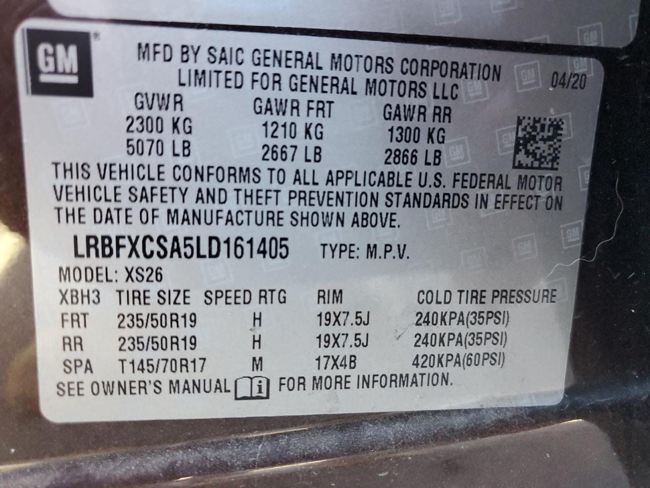 2020 Buick Envision Essence VIN: LRBFXCSA5LD161405 Lot: 81109654