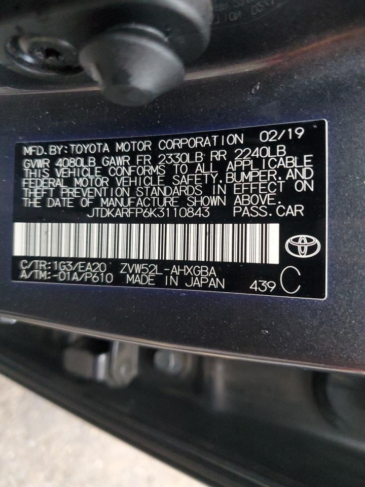 2019 Toyota Prius Prime VIN: JTDKARFP6K3110843 Lot: 81322414