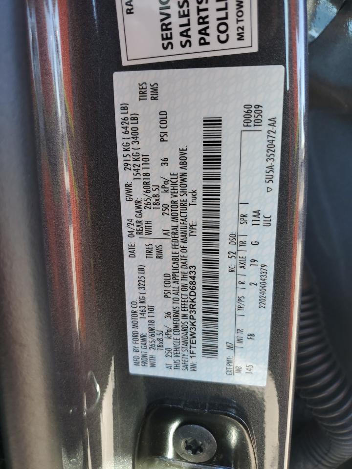 2024 Ford F150 Xlt VIN: 1FTEW3KP3RKD68433 Lot: 80077084