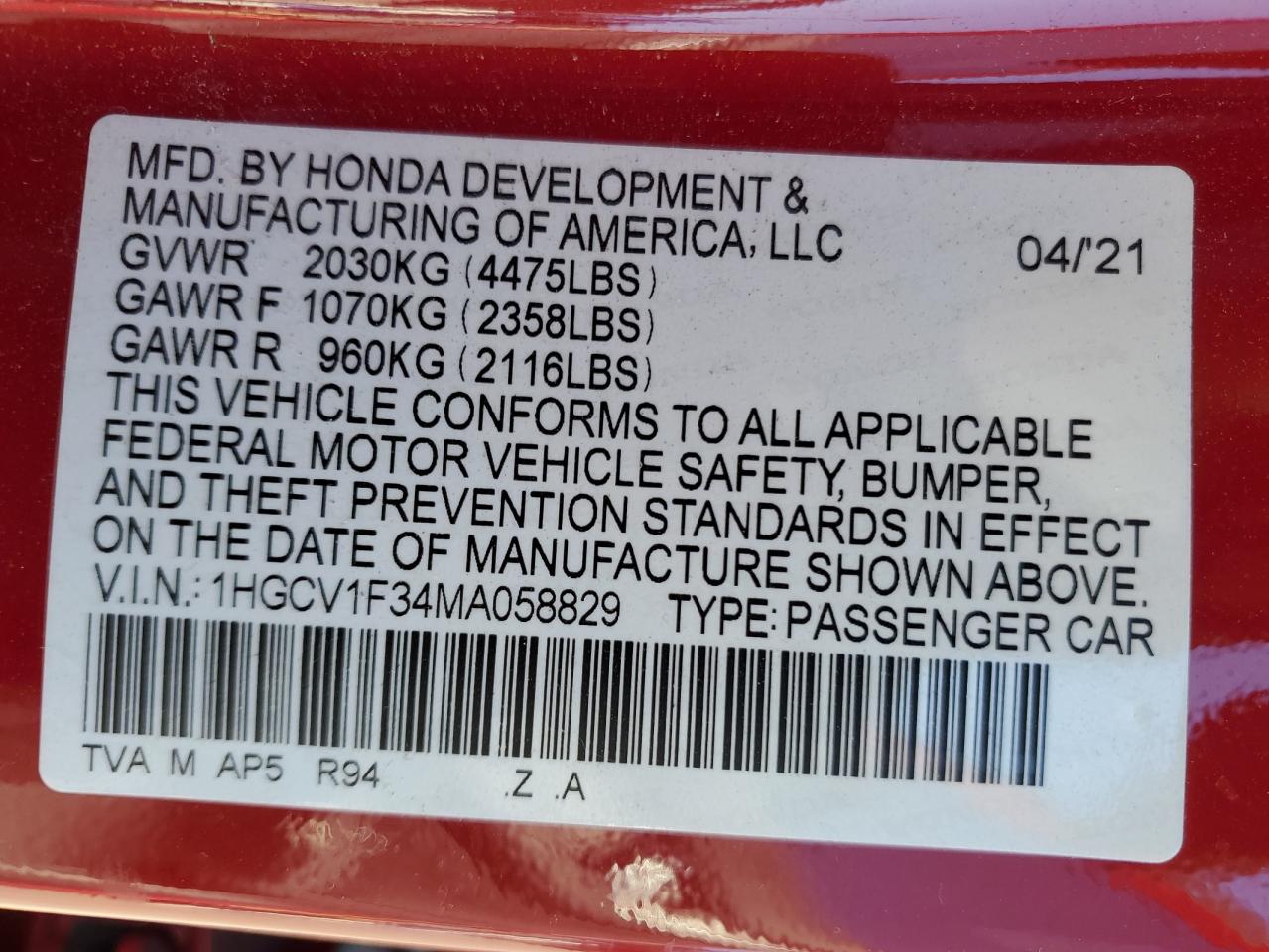 2021 Honda Accord - Image 12