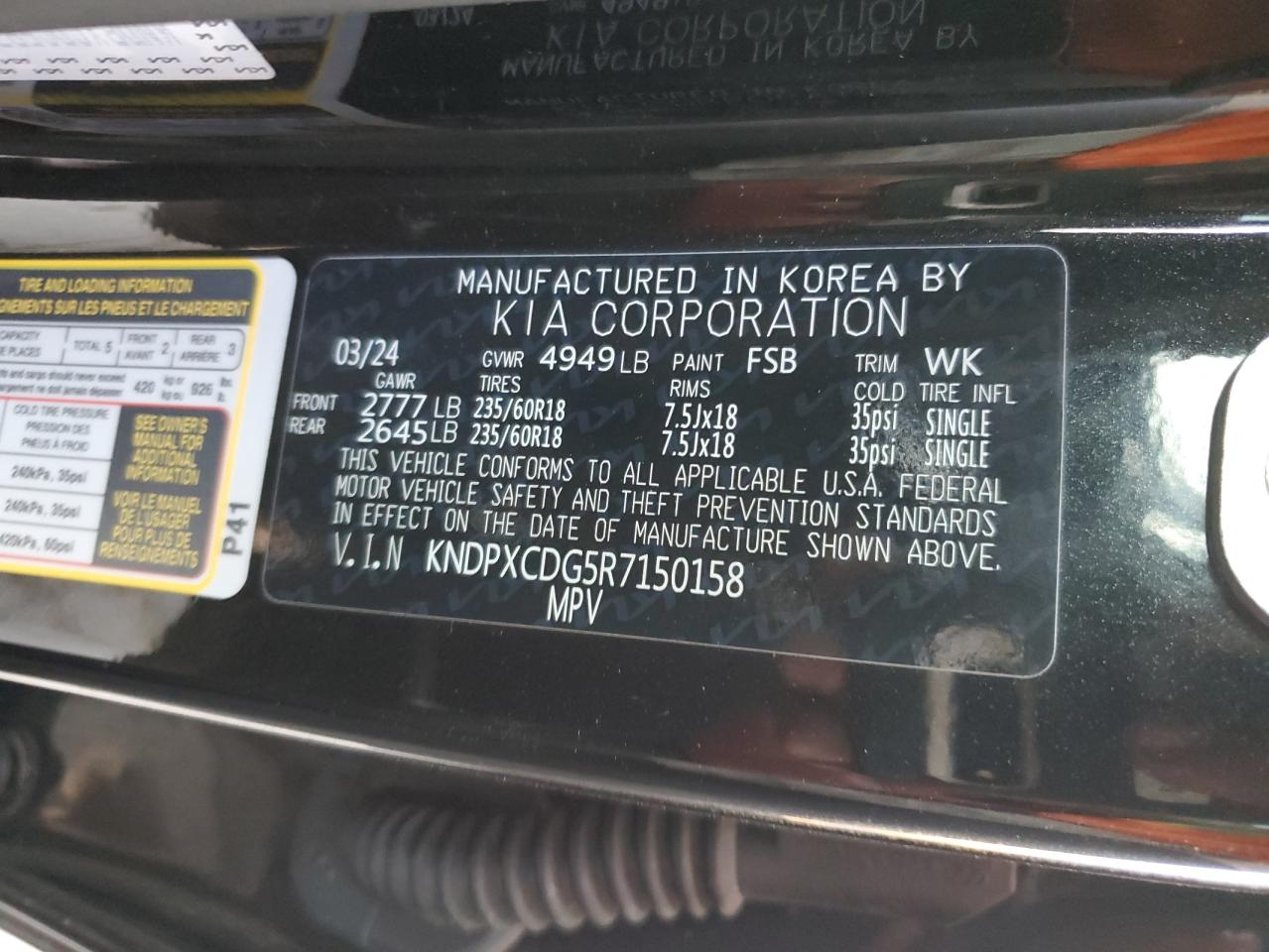 VIN KNDPXCDG5R7150158 2024 KIA SPORTAGE no.12