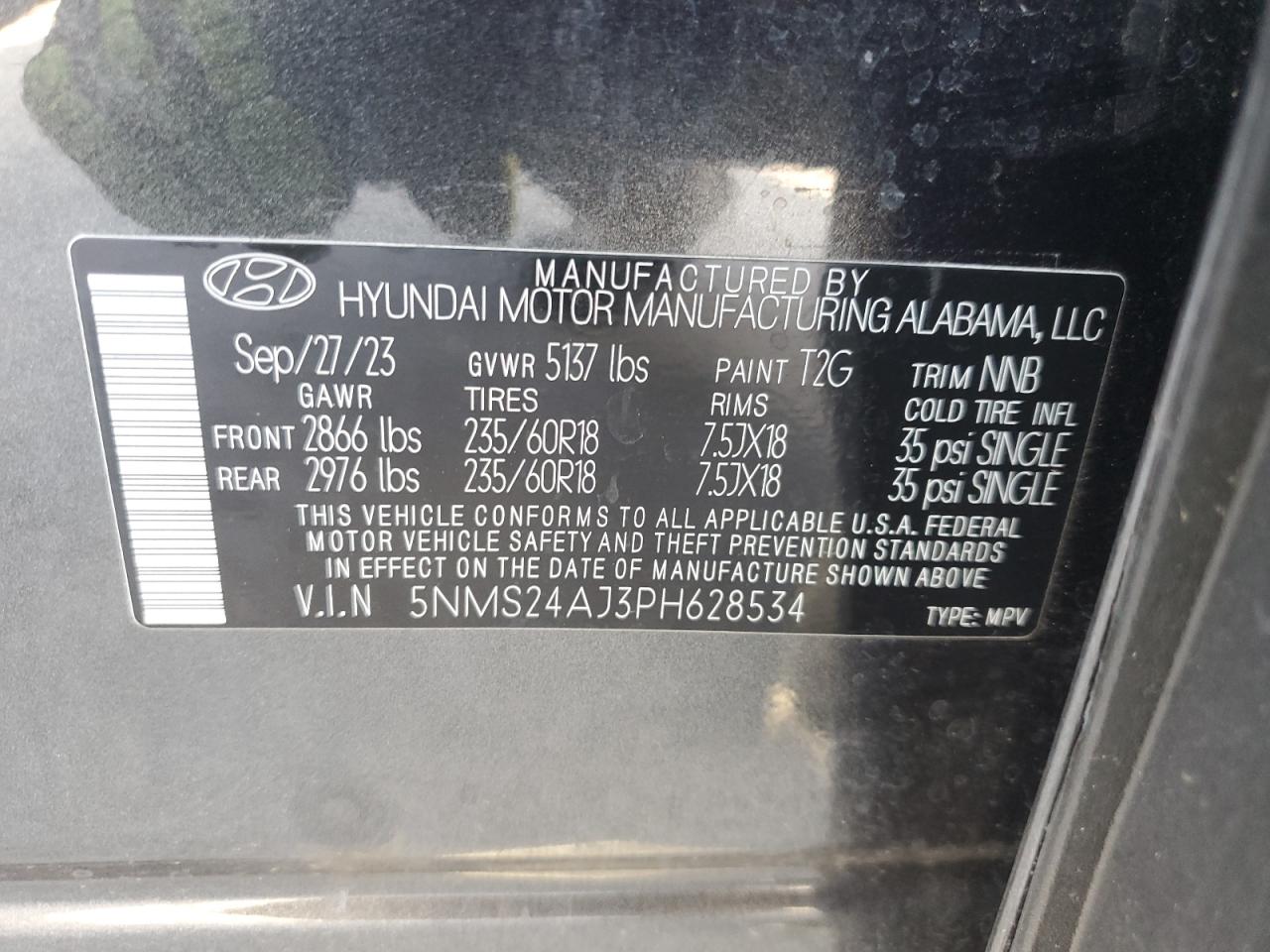 2023 Hyundai Santa Fe Sel VIN: 5NMS24AJ3PH628534 Lot: 79648794