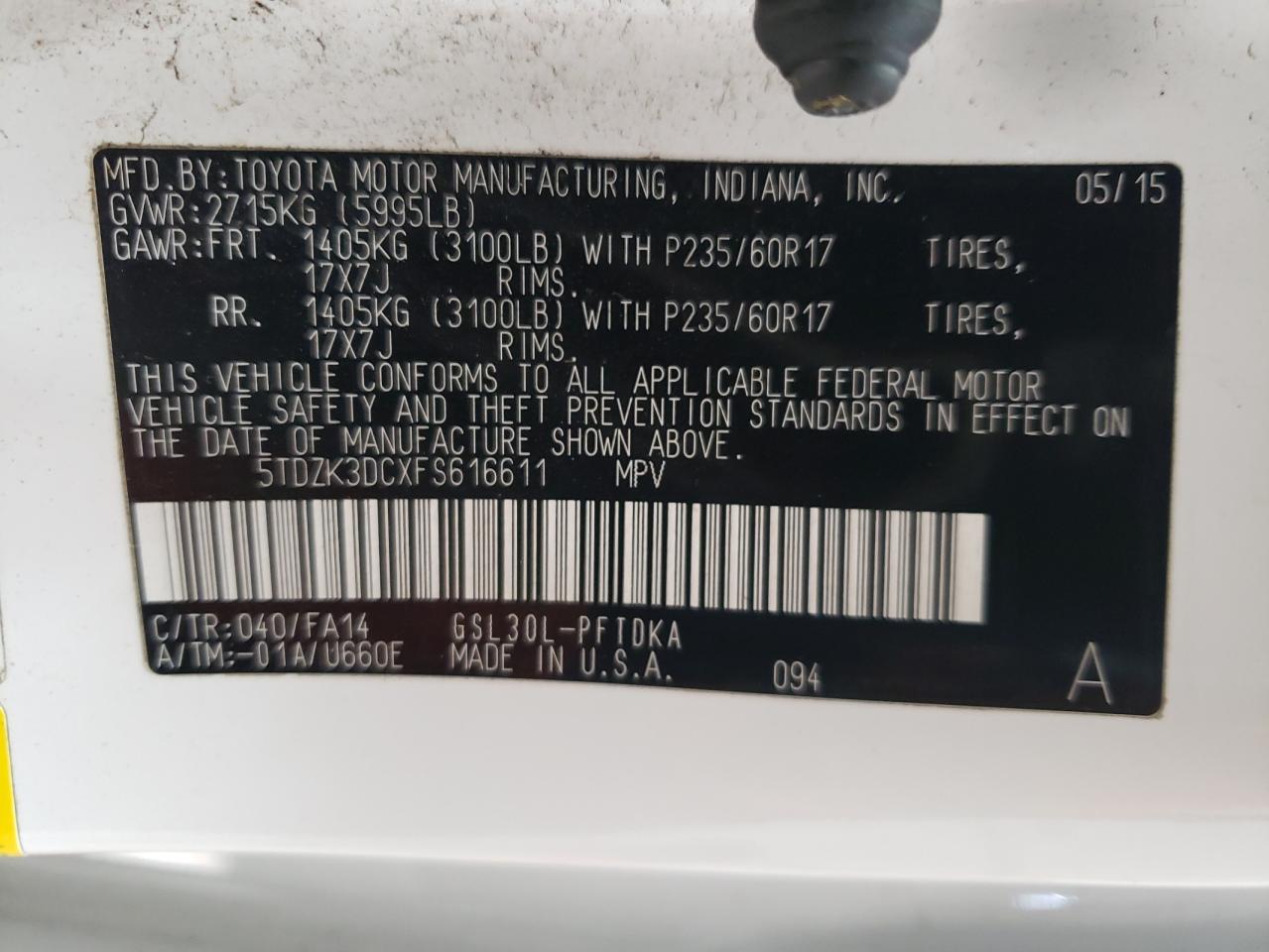 2015 Toyota Sienna - Image 14