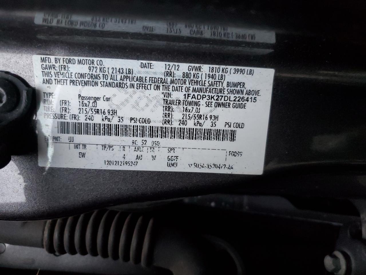 2013 Ford Focus Se VIN: 1FADP3K27DL226415 Lot: 81615874