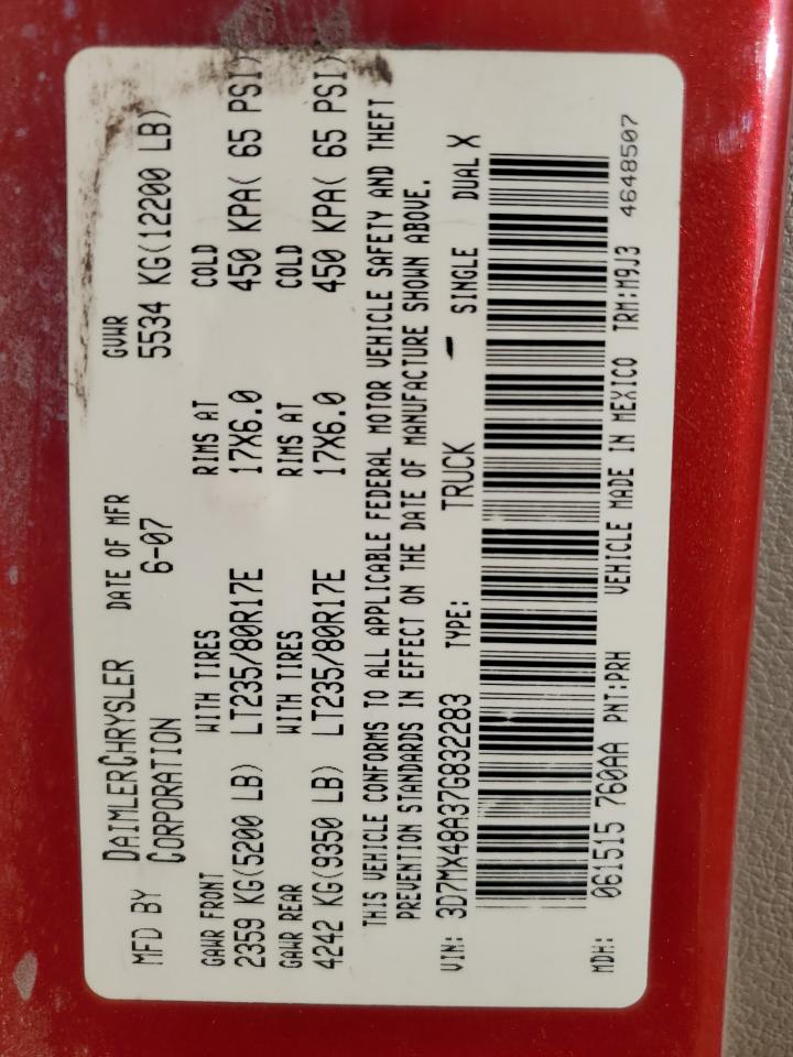 2007 Dodge Ram 3500 St VIN: 3D7MX48A37G832283 Lot: 79617584