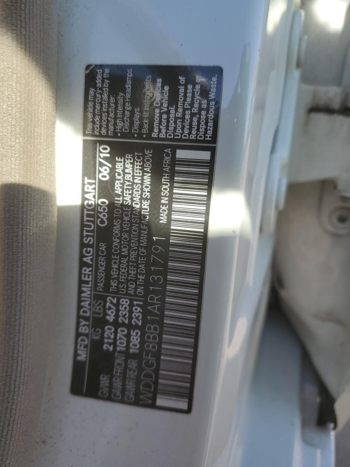 2010 Mercedes-Benz C 300 4Matic VIN: WDDGF8BB1AR131791 Lot: 80522104