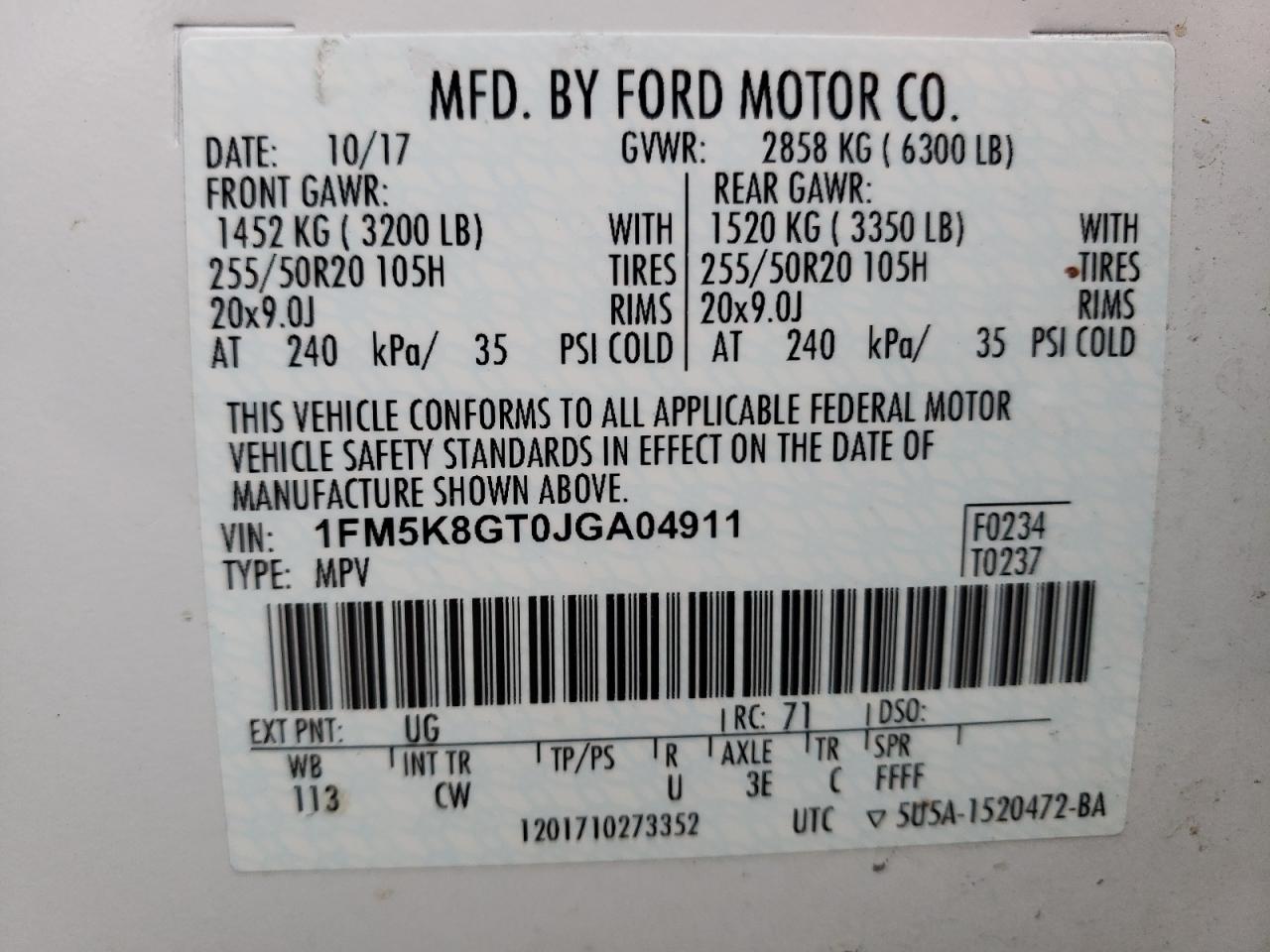 VIN 1FM5K8GT0JGA04911 2018 FORD EXPLORER no.13