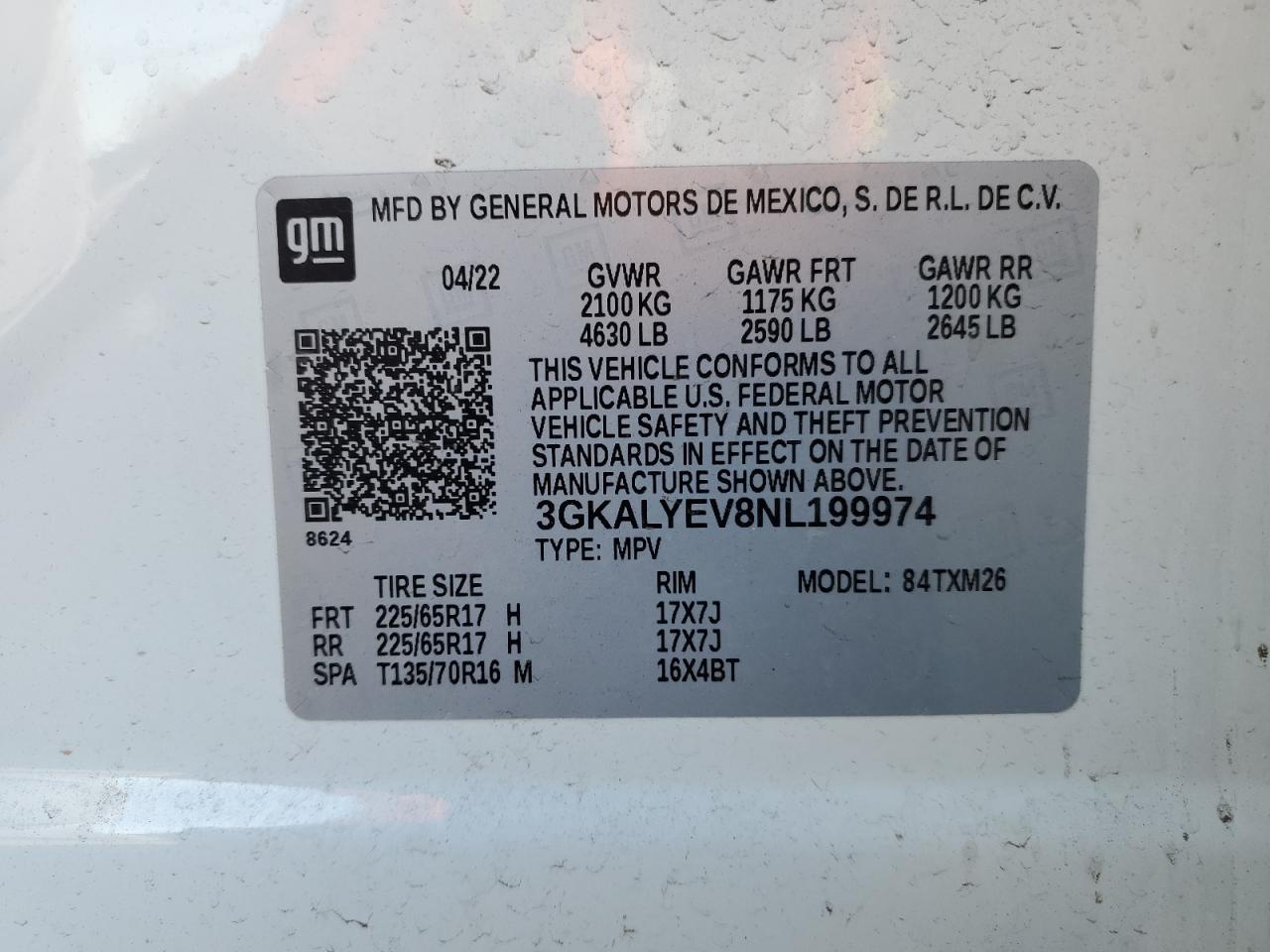 VIN 3GKALYEV8NL199974 2022 GMC TERRAIN AT no.14